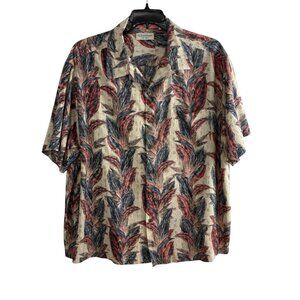Caribbean Mens Shirt Size 2XB Button Down Silk Blend Short Sleeve Hawaiian
